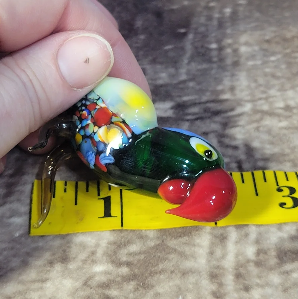 Fine Quality Russian Hand Blown‎ Lampwork Glass Parrott Figurine